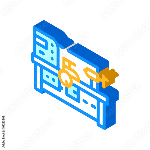 screw-cutting lathe isometric icon vector illustration color