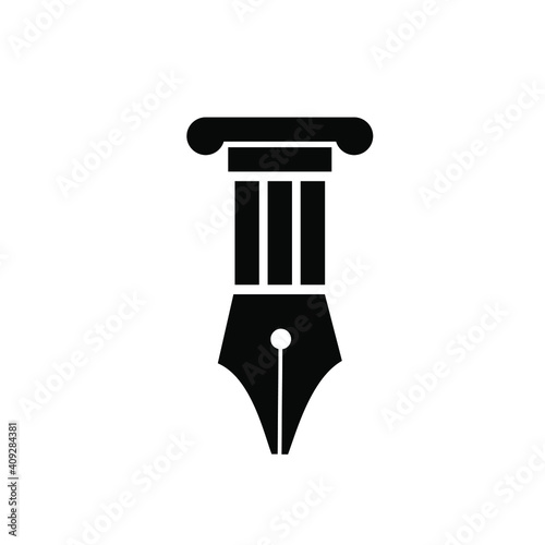 lawyer logo concept pillars with pen nib vector icon illustration design