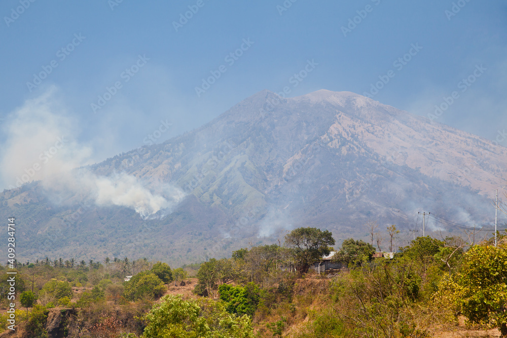 View of the Agung volcano. Mountain landscape in Bali, Indlnesia. View of the Agung volcano. Mountain landscape in Bali, Indlnesia.