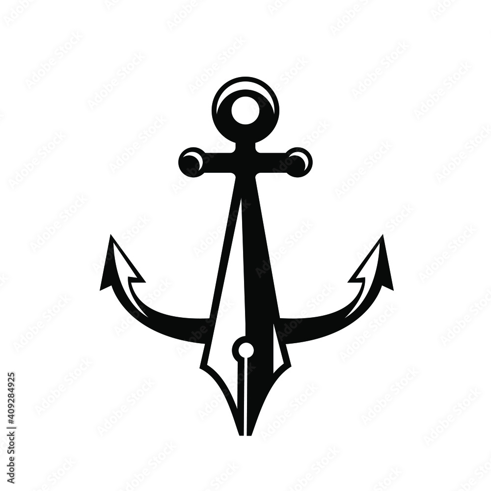 anchor pen symbol icon Illustration vector logo design anchor pen symbol icon Illustration vector logo design