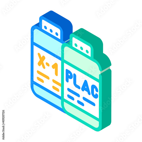 test samples of vaccine and placebo isometric icon vector illustration