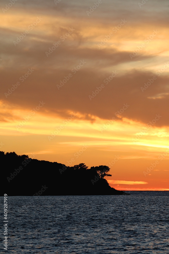 Beautiful sunset on island Lastovo, Croatia.