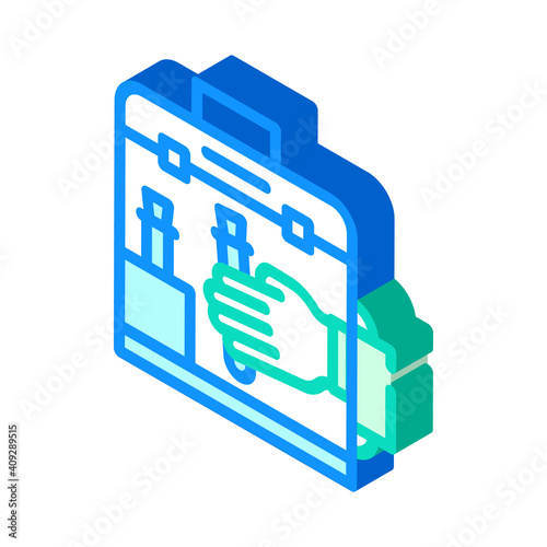 vacuum chamber for work with vaccine isometric icon vector illustration