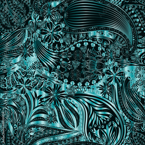 Vintage floral motif ethnic seamless background. Abstract lace pattern. Ability to edit the colors, without losing seamlessly. Hand drawing colorful wallpaper.
 EPS10 vector texture.

