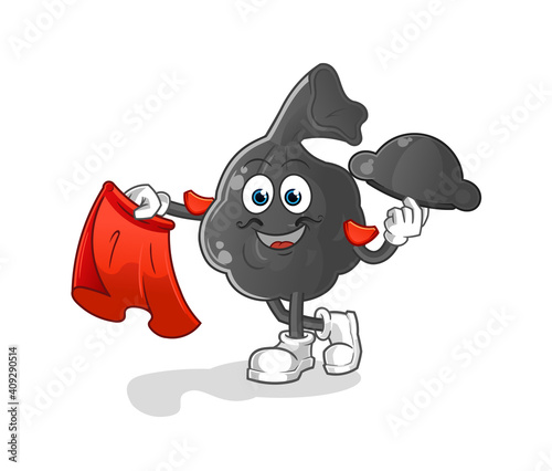 trash bag matador with red cloth illustration. character vector