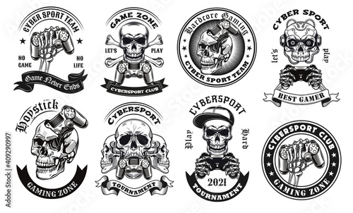 Vászonkép Black cybersport label designs vector illustration set