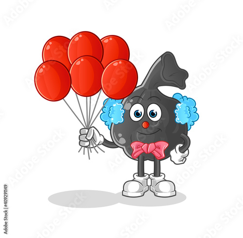 trash bag clown with balloons vector. cartoon character © dataimasu
