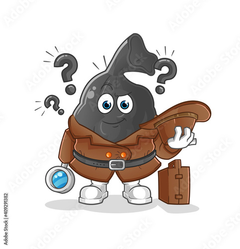 trash bag detective vector. cartoon character