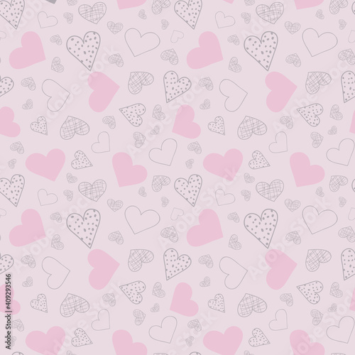 Heart Vector seamless pattern background with Valentines day hearts on pink surface pattern design