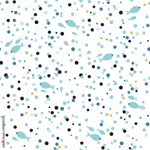 Wallpaper Mural Seamless colorful pattern with fish. Abstract texture for fabric, textile, apparel. Vector illustration Torontodigital.ca