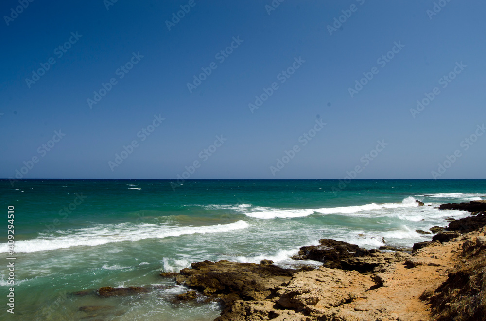 coast and sea, waves, Gouves, Crete, Greece coast and sea, waves, Gouves, Crete, Greece