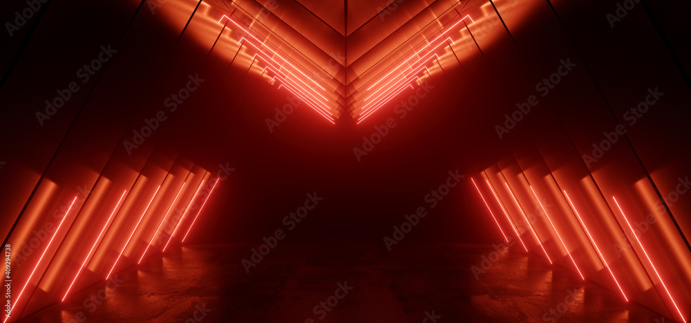 Cyber Triangle Neon Laser Glowing Dark Sci Fi Futuristic Led Red Orange Lights Tunnel Corridor Cement Concrete Spaceship Parking Underground Background Warehouse 3D Rendering Cyber Triangle Neon Laser Glowing Dark Sci Fi Futuristic Led Red Orange Lights Tunnel Corridor Cement Concrete Spaceship Parking Underground Background Warehouse 3D Rendering