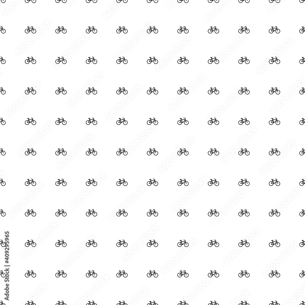 Naklejka premium Square seamless background pattern from geometric shapes. The pattern is evenly filled with black bicycle symbols. Vector illustration on white background