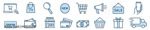 Online shopping icons set in line style,   ecommerce, shop, sale, payment elements vector illustration