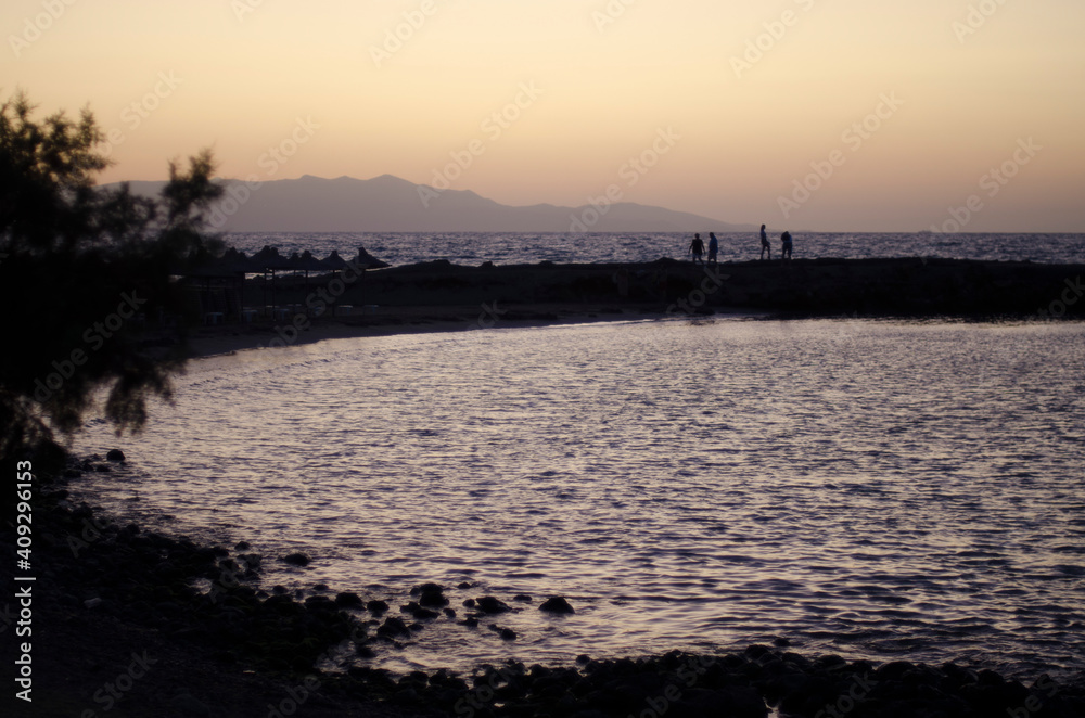 Naklejka premium sunset over the sea, Gouves, Crete, Greece