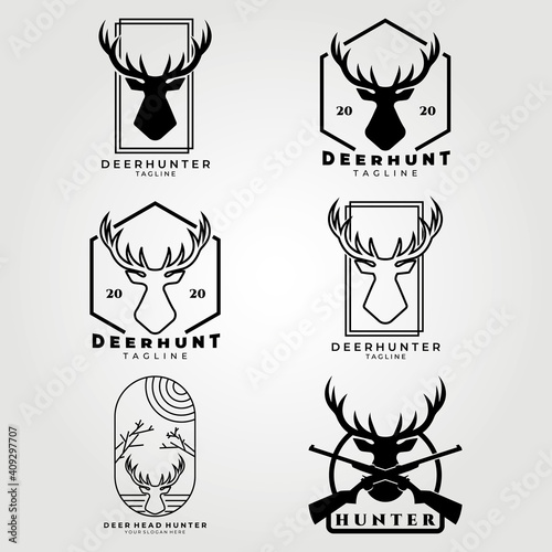set bundle deer logo collection deer hunting vector illustration design