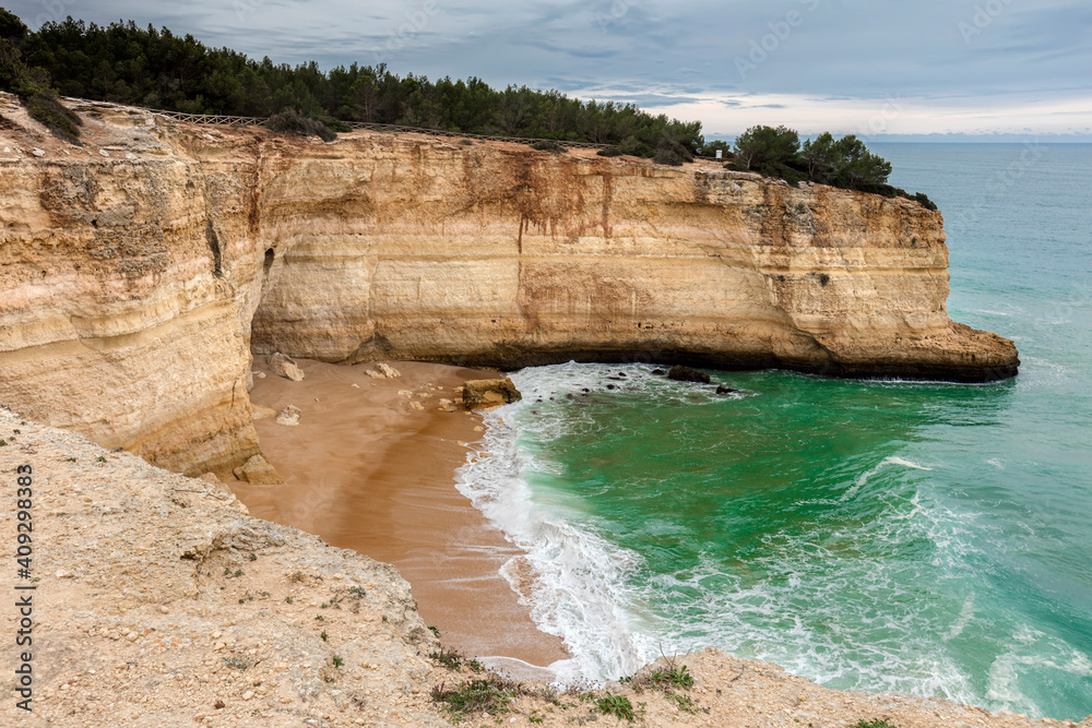Hidden beach near Benagil, Algarve, Portugal.