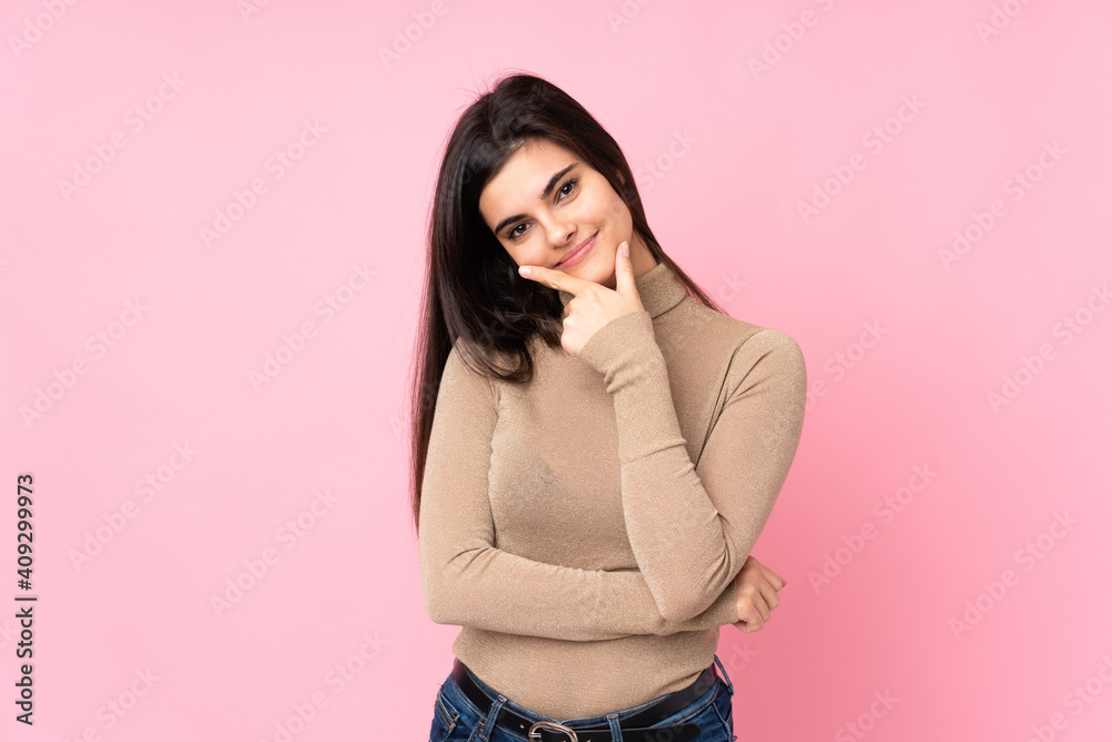 Young woman over isolated pink background smiling Young woman over isolated pink background smiling