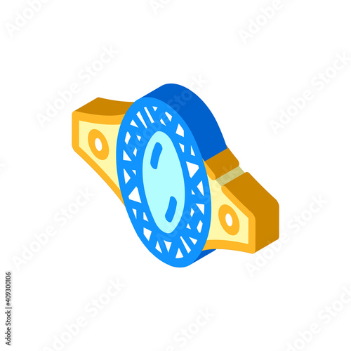 ring with magic diamond isometric icon vector illustration