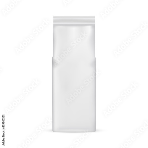 Coffee Bag Mockup Isolated on White Background, Front View. Vector Illustration