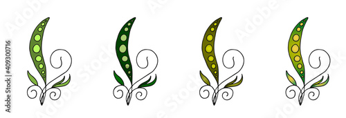 Free Download Set of four hand drawn nature pattern with leaves in doodle style in different versions (flat and gradient). Colored isolated vector illustration	 - GFXLoad