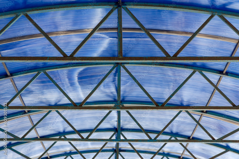 Polycarbonate canopy on a metal frame