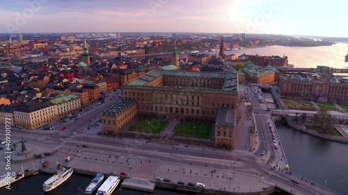 The famous Royal Palace in Gamla Stan, Stockholm during a spring sunset.