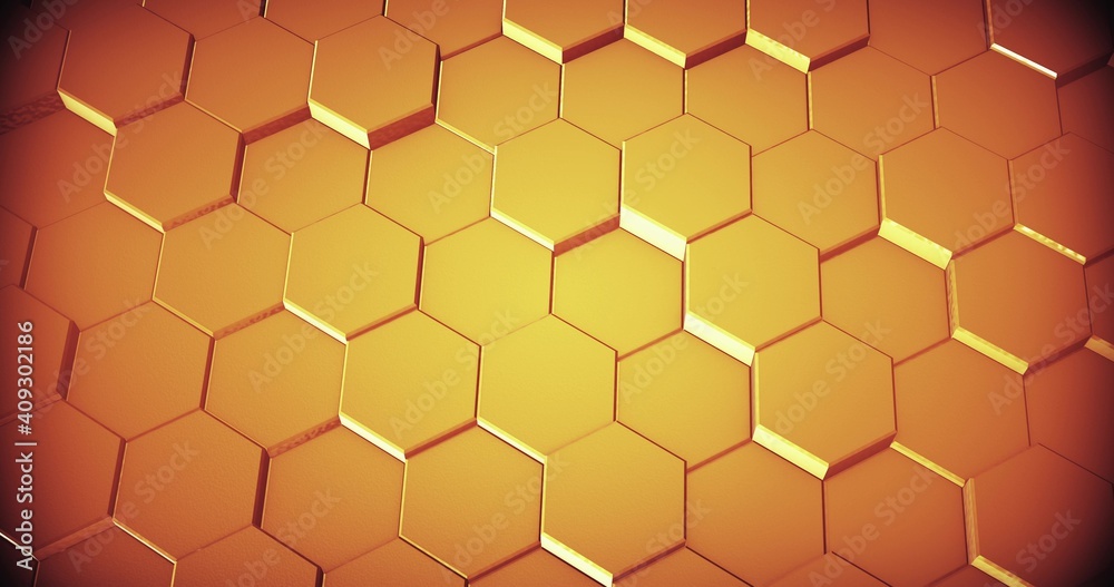 Abstract geometric honey gold hexagone background. 3D rendering. 3D illustration Abstract geometric honey gold hexagone background. 3D rendering. 3D illustration