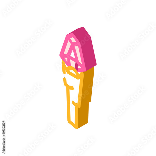 torch with magic stone isometric icon vector illustration