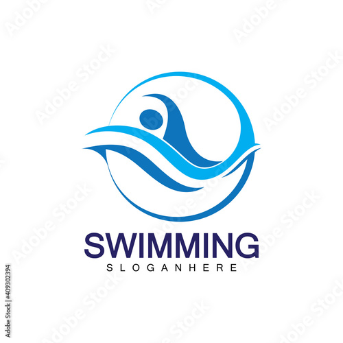 Swimming logo vector illustration design.Swimming Club. Swimmer logo design template