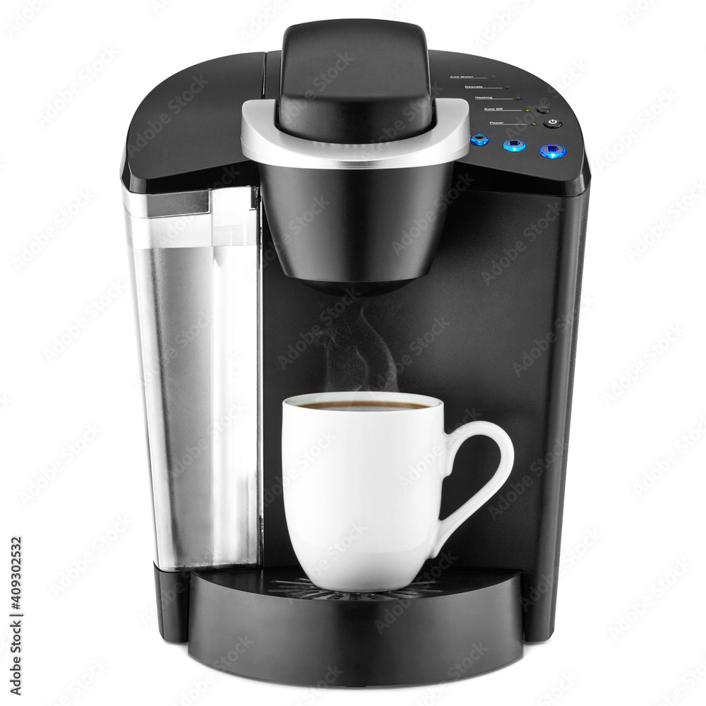 Coffee Maker Isolated on White. Black Automatic Espresso Coffee Machine