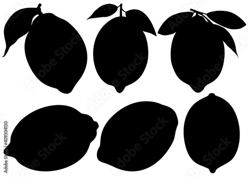 Simple lemons and lemons with leaves in a set.