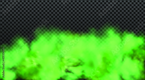 Green stink bad smell, smoke or poison gases,chemical toxic vapour.Vector realistic set of stench breath or sweat odor isolated on transparent checkered background.