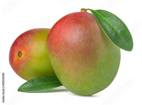 Ripe fresh mango isolated on a white background