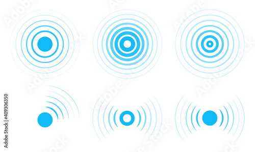 Radar vector icons. Signal concentric circles. Sonar sound waves isolated on white background. Fat style vector illustration EPS 10.
