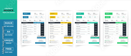 Minimal Creative Corporate Business invoice Template. Invoice For your Business Print ready Invoice Vector template Design