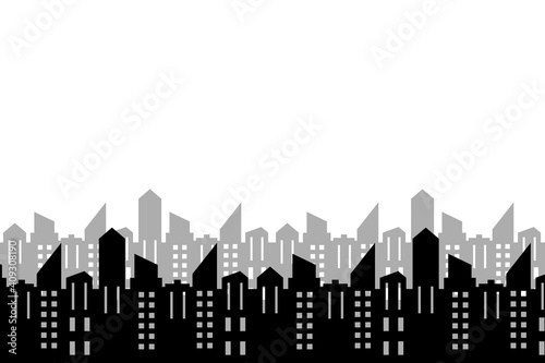 black silhouette of city on white