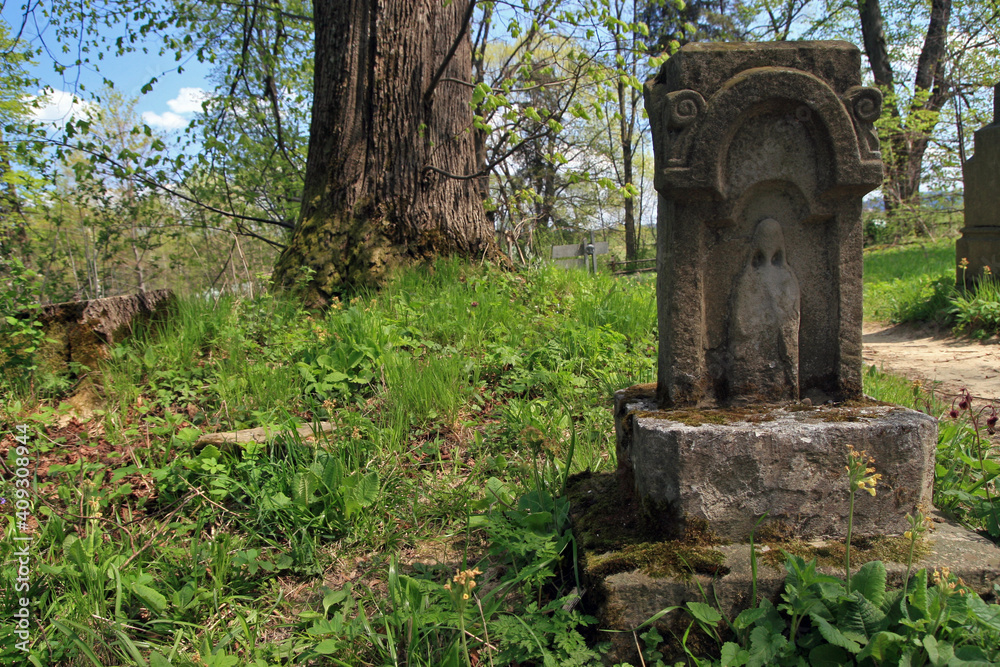 Old cemetery in Smolnik near orthodox church, Bieszczady Mountains, Poland