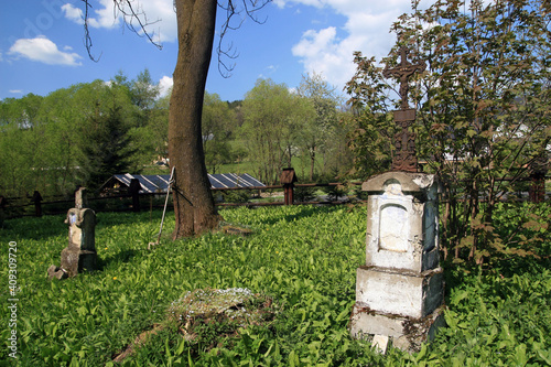 Old cemetery in Rabe village in Bieszczady Mountains, Poland