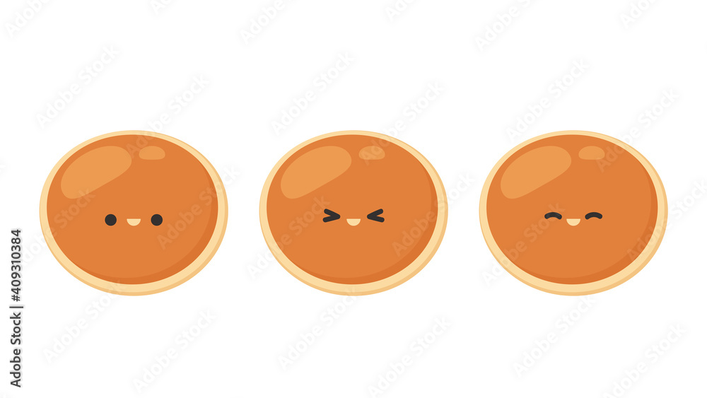 Pancake character design. Pancake on white background. Pancakes stack. Pancake character design. Pancake on white background. Pancakes stack.