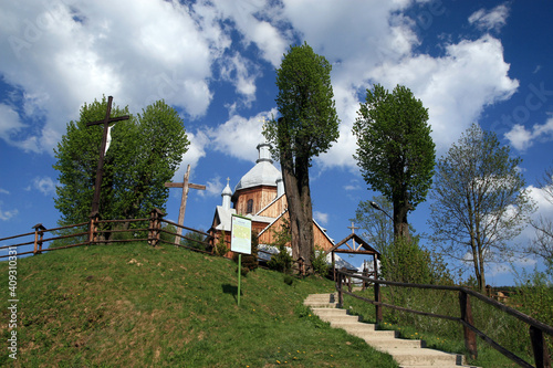 Church of Saint Nicholas in Hoszow village - wooden church in Bieszczady Mountains, Poland