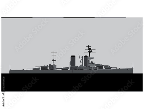 HMS CANADA 1915. Royal Navy battleship. Vector image for illustrations and infographics.