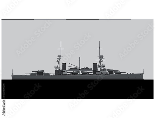 HMS AGINCOURT 1914. Royal Navy battleship. Vector image for illustrations and infographics. photo