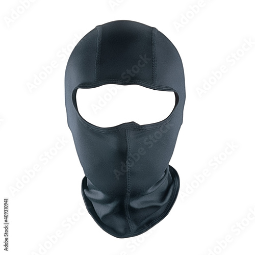 Black full face mask front view isolated with clipping path