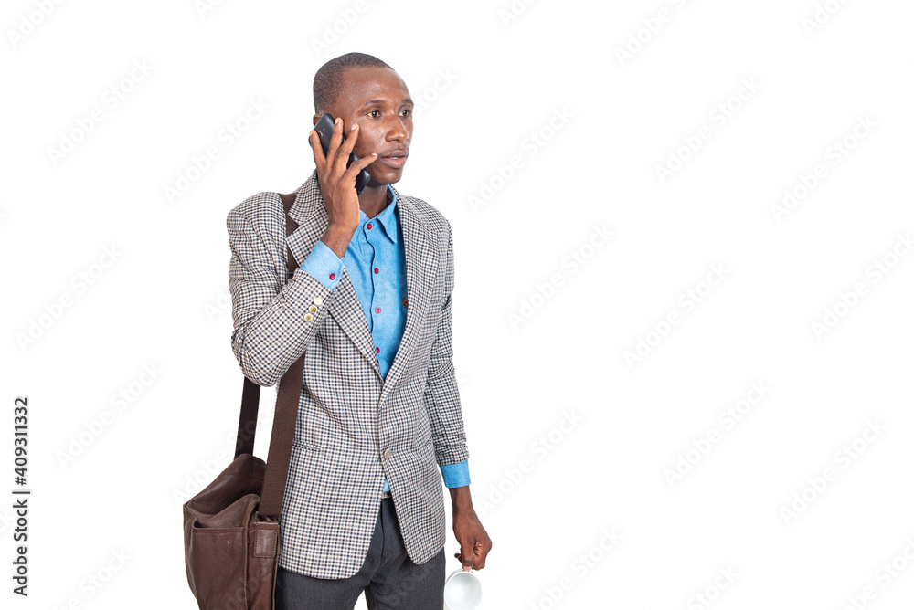 adult businessman talking on mobile phone.