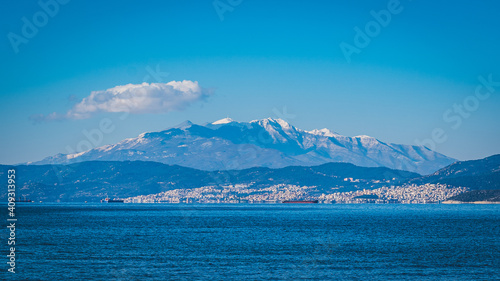  kavala city with Paggaio mountain at background photo
