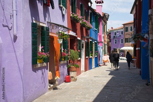 flowers, house, colorful, Burano, Island, Venice, Europe, Italy, panoramic, alley, narrow, Europa, tour-tourism, panorama, heritage, architecture, travel, Italian, Venetian, building, tourism, canal,  © Marco B.