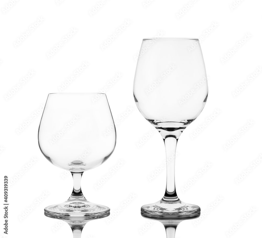 Wine glass and brandy isolated on white background Wine glass and brandy isolated on white background