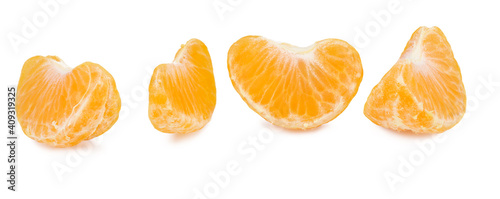 The Mandarin slices isolated on white background
