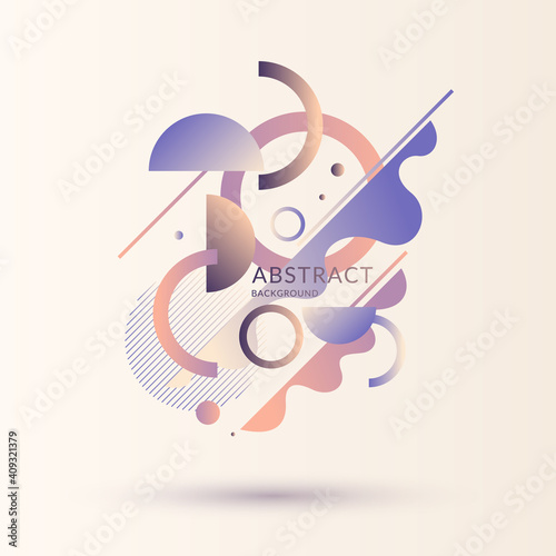Elegant composition with dynamic and geometric shapes in pastel colors. A template for advertising and social networks.